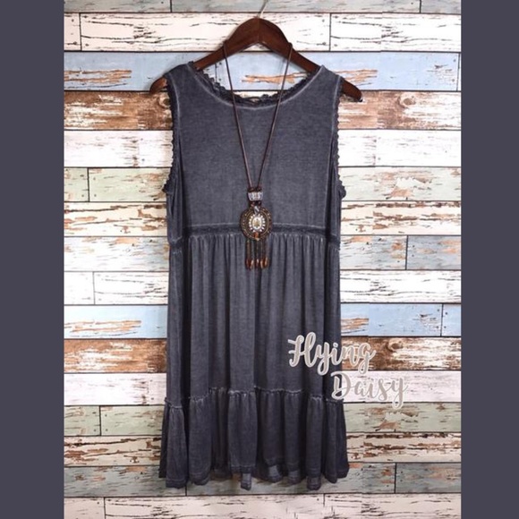 NEW Plus Size Steel Grey Washed Look Tunic Dress - Picture 3 of 4